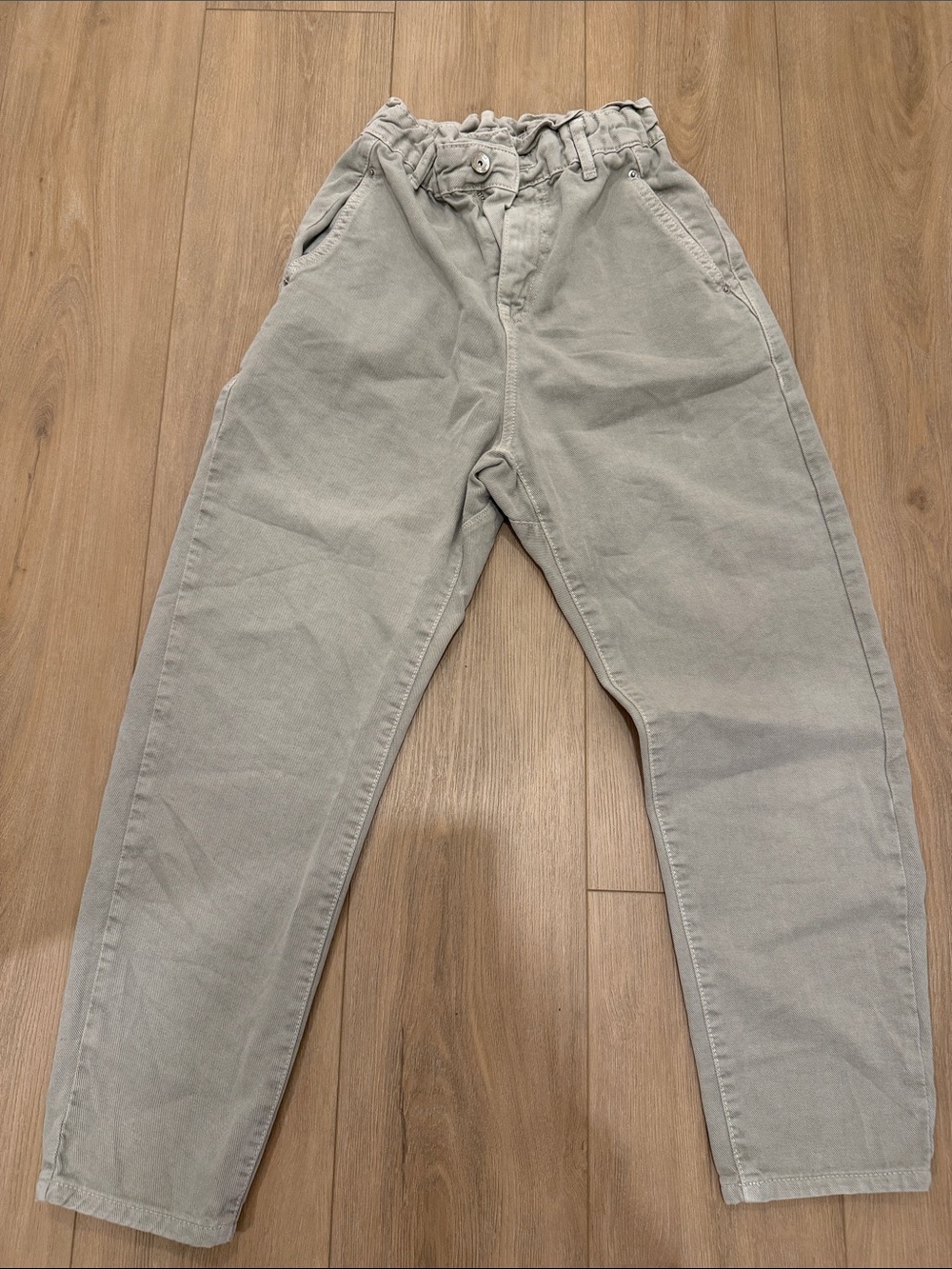 Zara Light Gray Paperbag Waist Pants